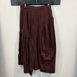 NWT Akira Naka Jo Asymmetrical Gathered Brown Skirt Size 4
